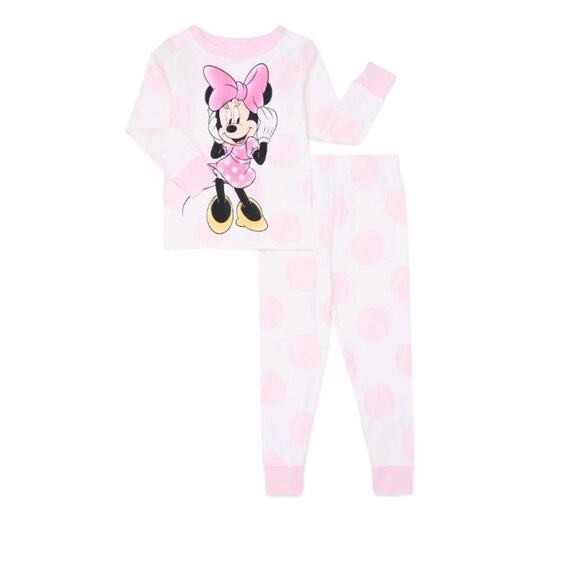 Disney Junior Minnie Mouse 2 Piece Pajama Set Pink Long Sleeve Pant Size 4T Nwt - Picture 1 of 6